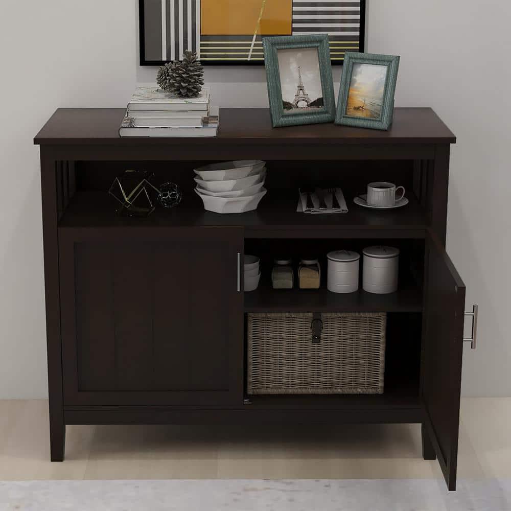 Direct Wicker UBS-W28209564 Kitchen Storage Sideboard & Buffet Server Cabinet, Brown