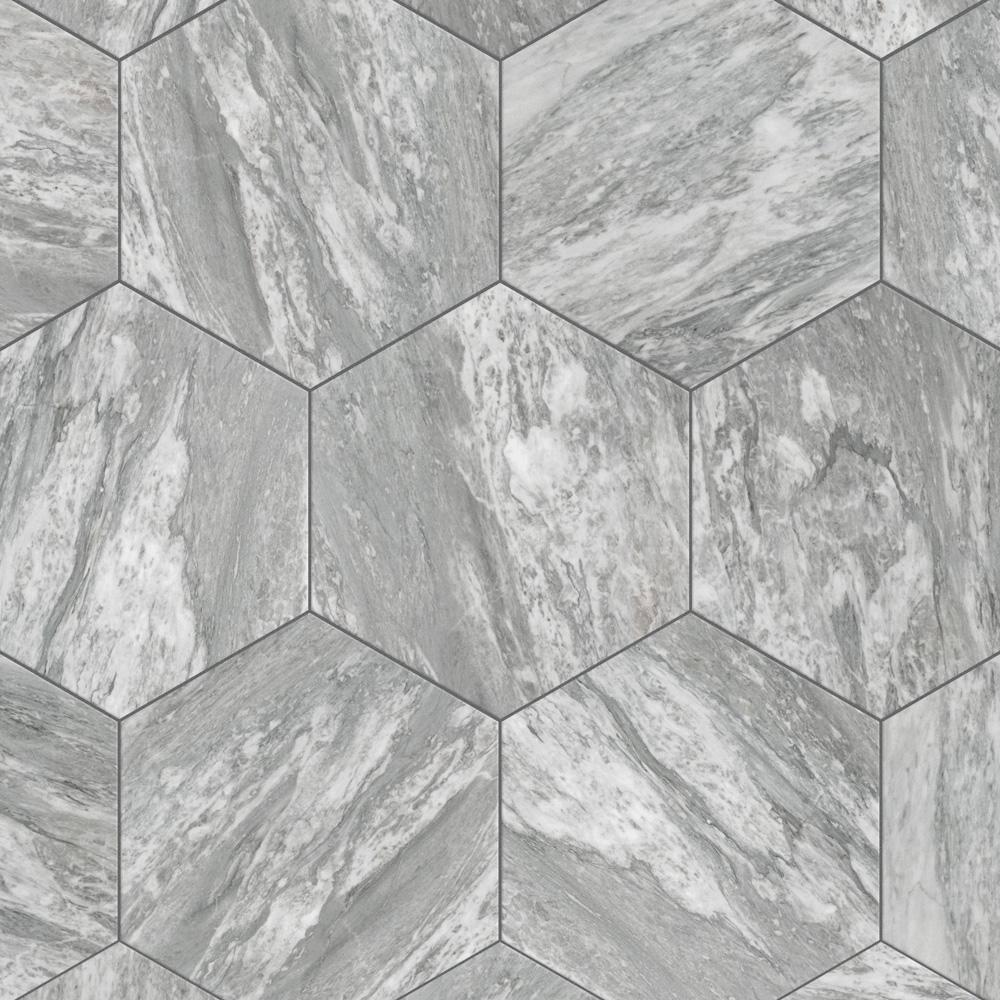 Marbilia Hex Bardiglio w/Biotech 11" x 13" Porcelain Marble Look Wall & Floor Tile