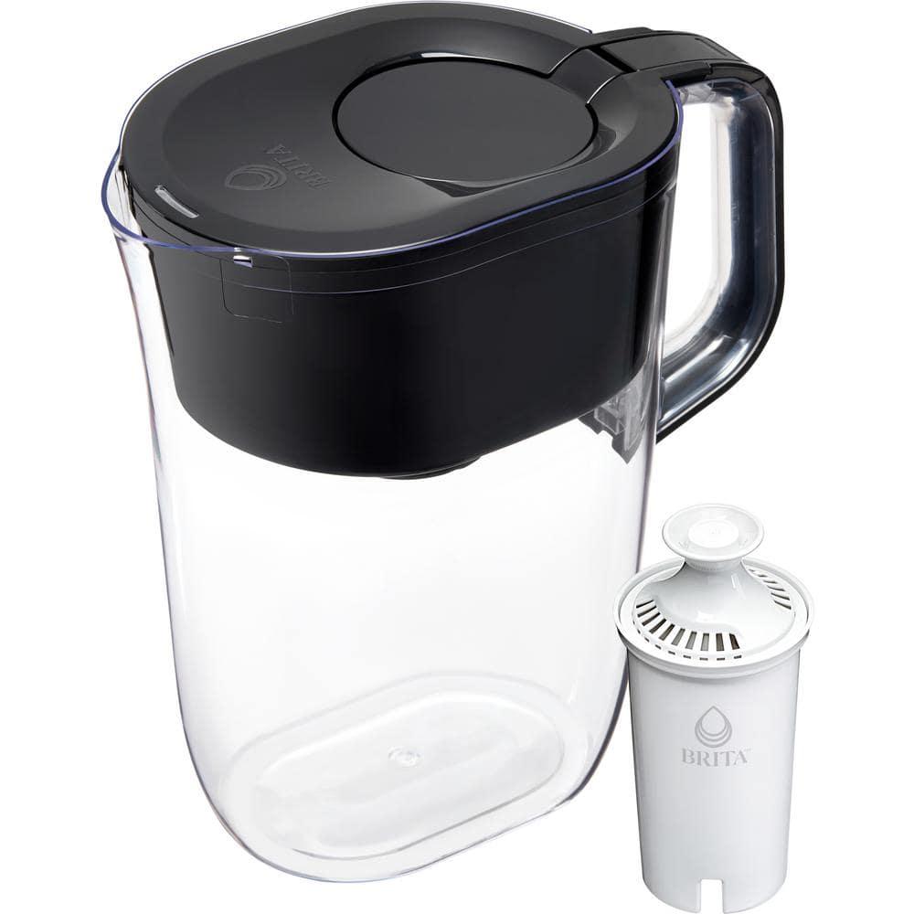 Brita Water Filter 10-Cup Tahoe Water Pitcher Dispenser - Black: Easy-Fill Lid, Electronic Indicator