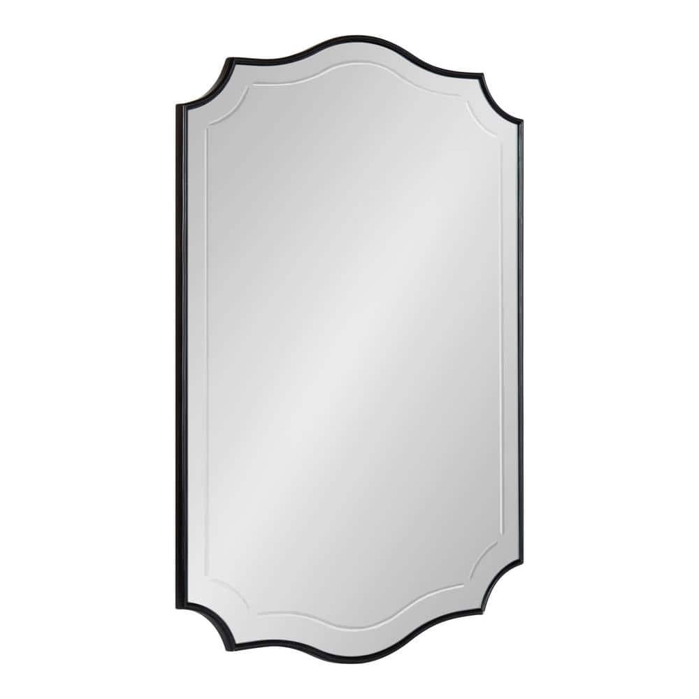 20" x 30" Hollyn Decorative Framed Wall Mirror Black - Kate & Laurel All Things Decor: Scalloped Edge, V-Groove, Hangs Both Ways