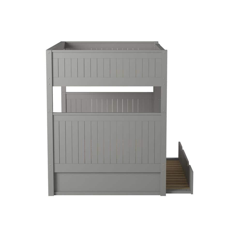 Camaflexi Full over Full Bunk Bed with Twin Trundle - Panel Headboard - Grey Finish