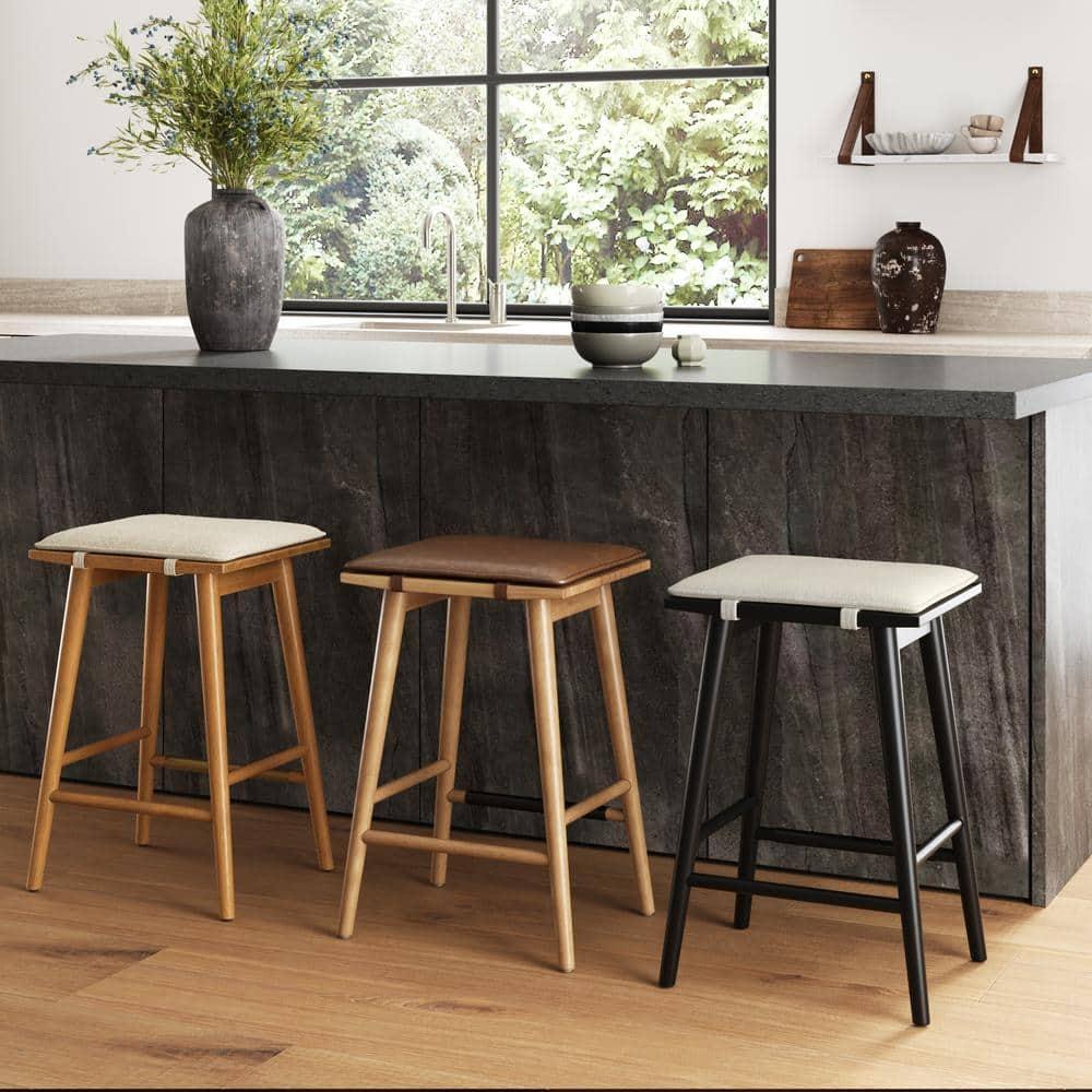 Nathan James Barker Upholstered Counter Stool with Solid Wood Frame