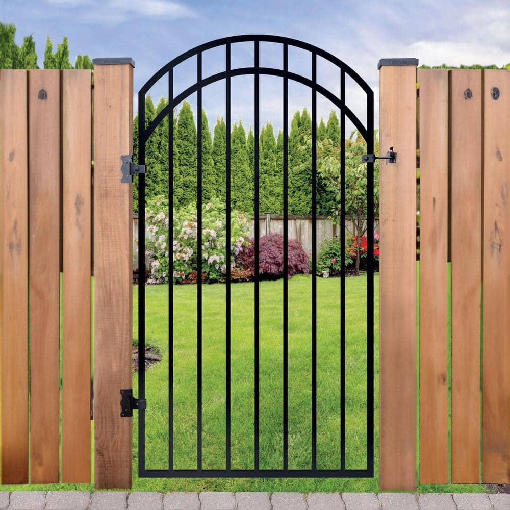 Nuvo Iron GGI0440 33" w x 68" h Garnet Ex. Rail Arched (Designed for Openings of 36" w) Gate, 33" x 68", Black 33" x 68" - Garnet Rail Arched Gate