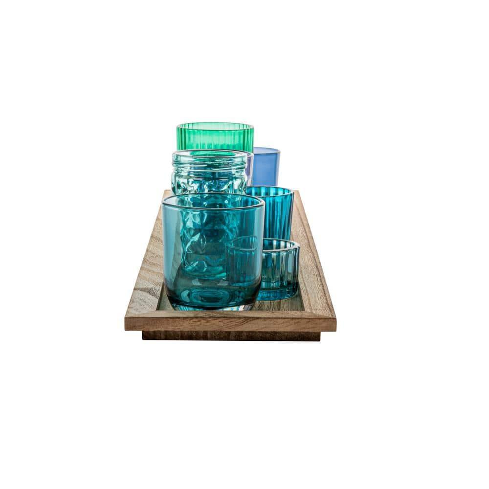 Joss & Main Sanderling Round Glass Votive Holders on Wood Tray
