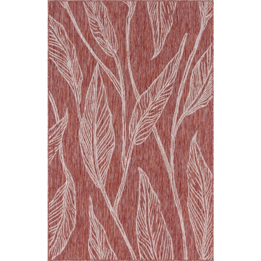 Unique Loom 9' 0 x 12' 2 Rectangle Indoor/Outdoor Botanical Rust Red Area Rug