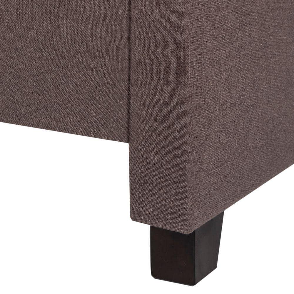 SAFAVIEH Theron Modern Elegant Upholstered Bed Frame with Nail Heads, Full, Dark Taupe