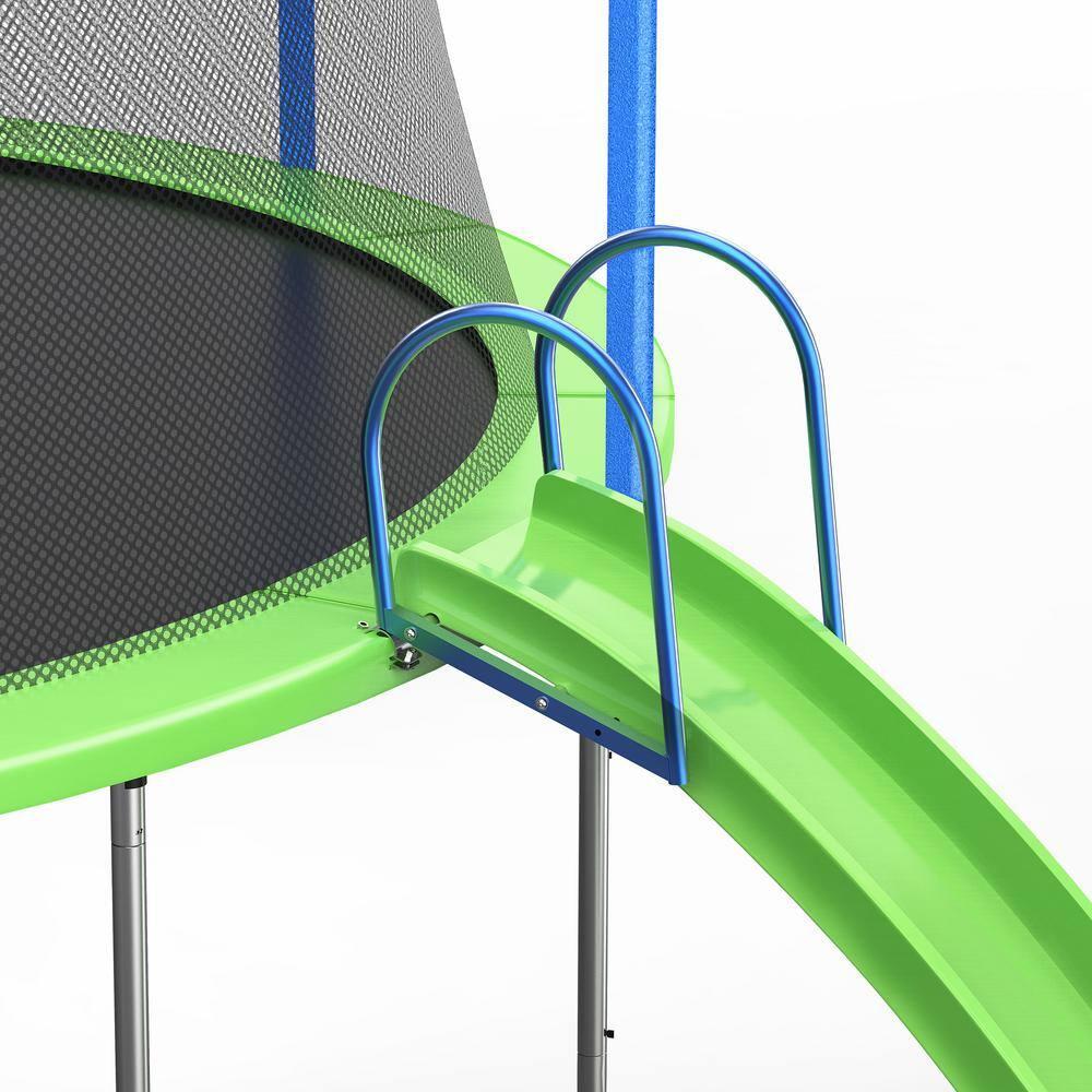 12FT Trampoline with Slide and Swings,Kids Outdoor Trampoline with Safety Enclosure Net and Basketball Hoop, Sports Fitness Recreational Trampolines with Ladder for Kids,Adults