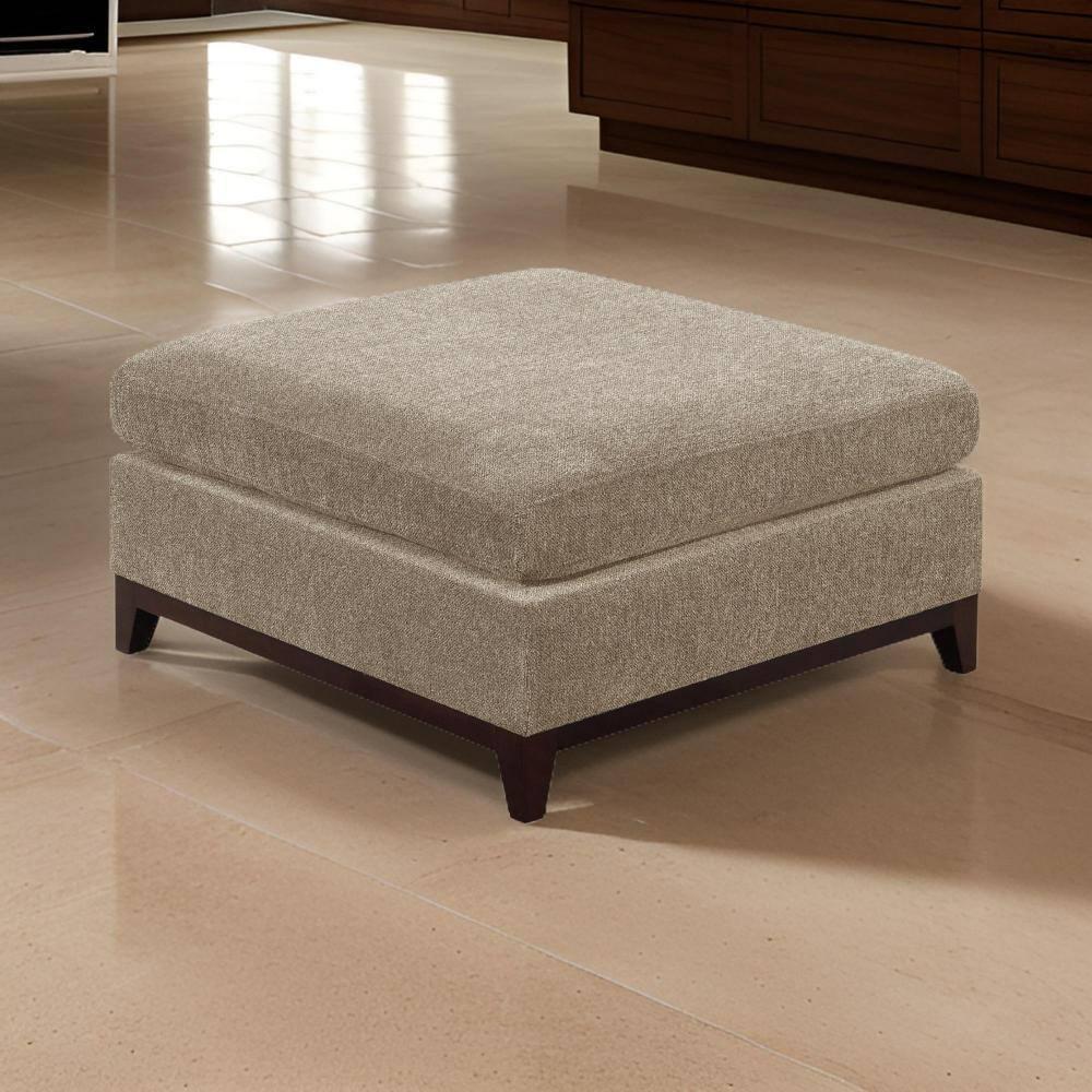 Fabric Cocktail Ottoman with Chamfered Feet, Gray