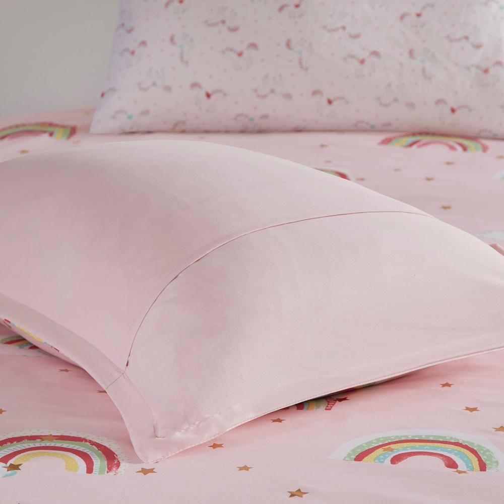 Intelligent Design Kids Alicia Rainbow and Metallic Stars Comforter Set with Bed Sheets