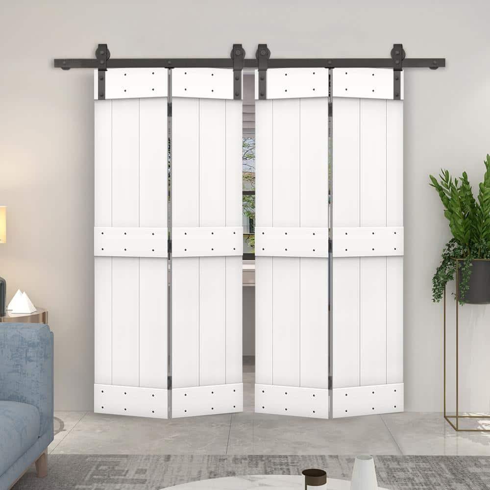 Calhome 84'' Solid Wood Barn Doors Painted Bi-Fold Door