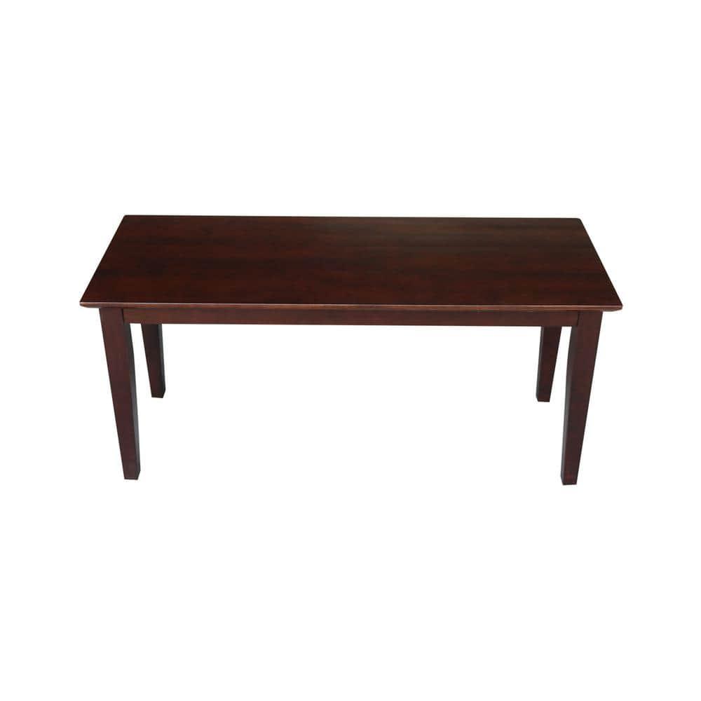Brookshire Bench - Rich Mocha - International Concepts: Hardwood Frame, 400lb Capacity, Spot Clean