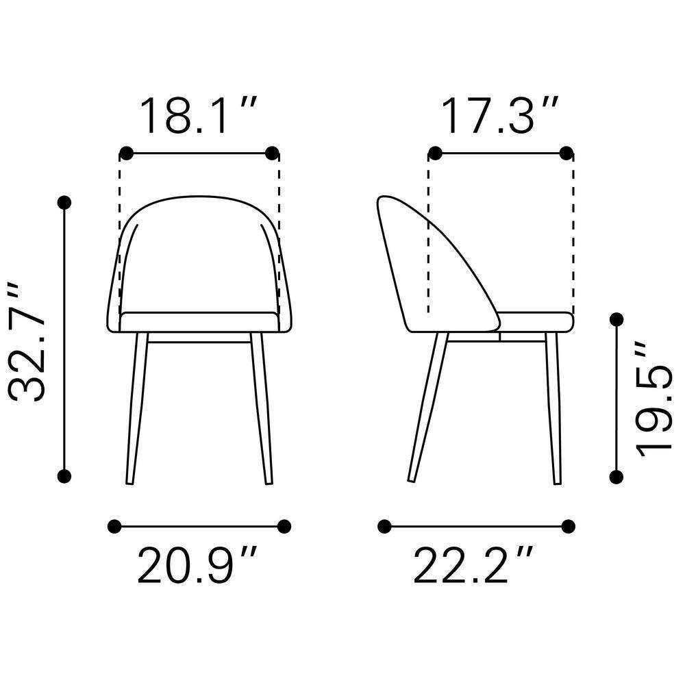 Zuo Cozy Dining Chair (Set of 2) Black & Gold