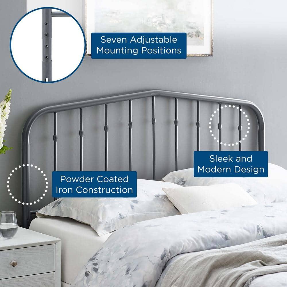 Modway Lennon Twin Metal Headboard in Gray