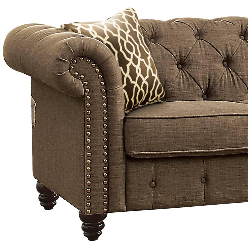 Acme Furniture Aurelia Loveseat w/2 Pillows, Gray Linen