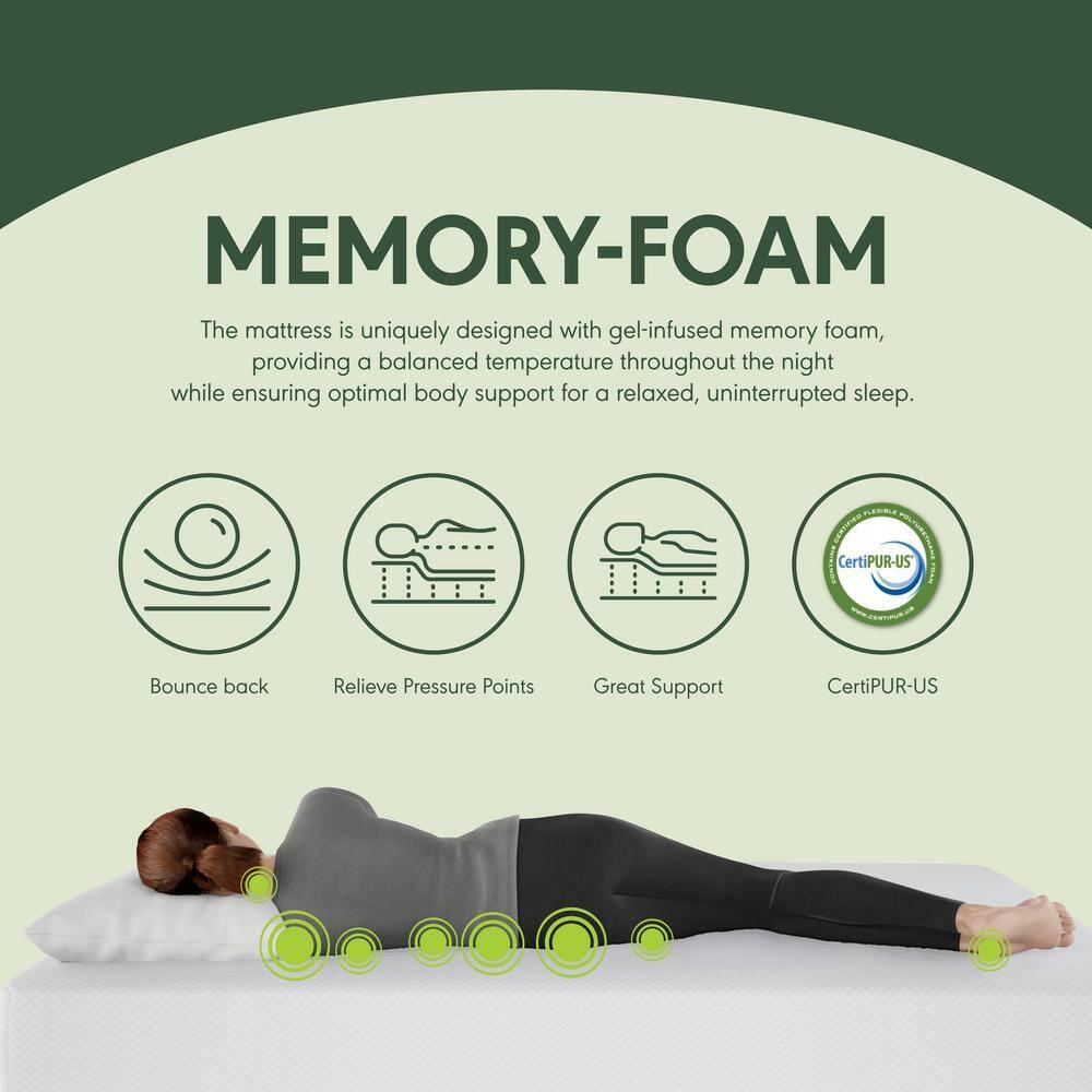 Furinno Tidur Cooling Gel Memory Foam Mattress, 8 Inch, King