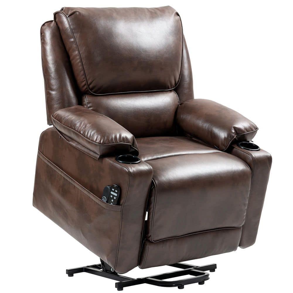 HOMCOM Power Lift Recliner Chair, Electric Heated Massage Reclining Chair with Remote, Side Pockets, Pocket Spring, Brown