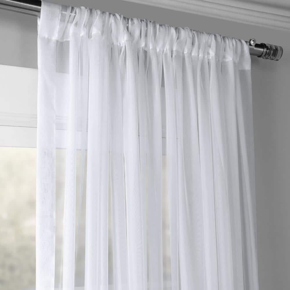 HPD Half Price Drapes SHCH-VOL1-96-SLDW Extra Wide Voile Poly Sheer Curtain (1 Panel), 100 X 96, Solid White