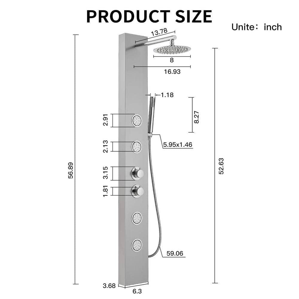 52.36'' Shower Panel with Adjustable Shower Head