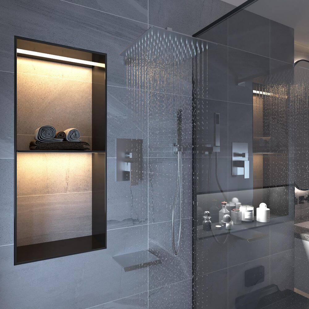 3-Spray Patterns With 2.5 GPM 10 in. Showerhead Wall Mounted Dual Shower Heads With Valve