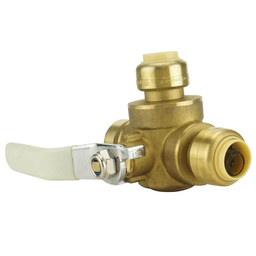 1/2 Inch Brass Push-To-Connect 3-Way Ball Valve