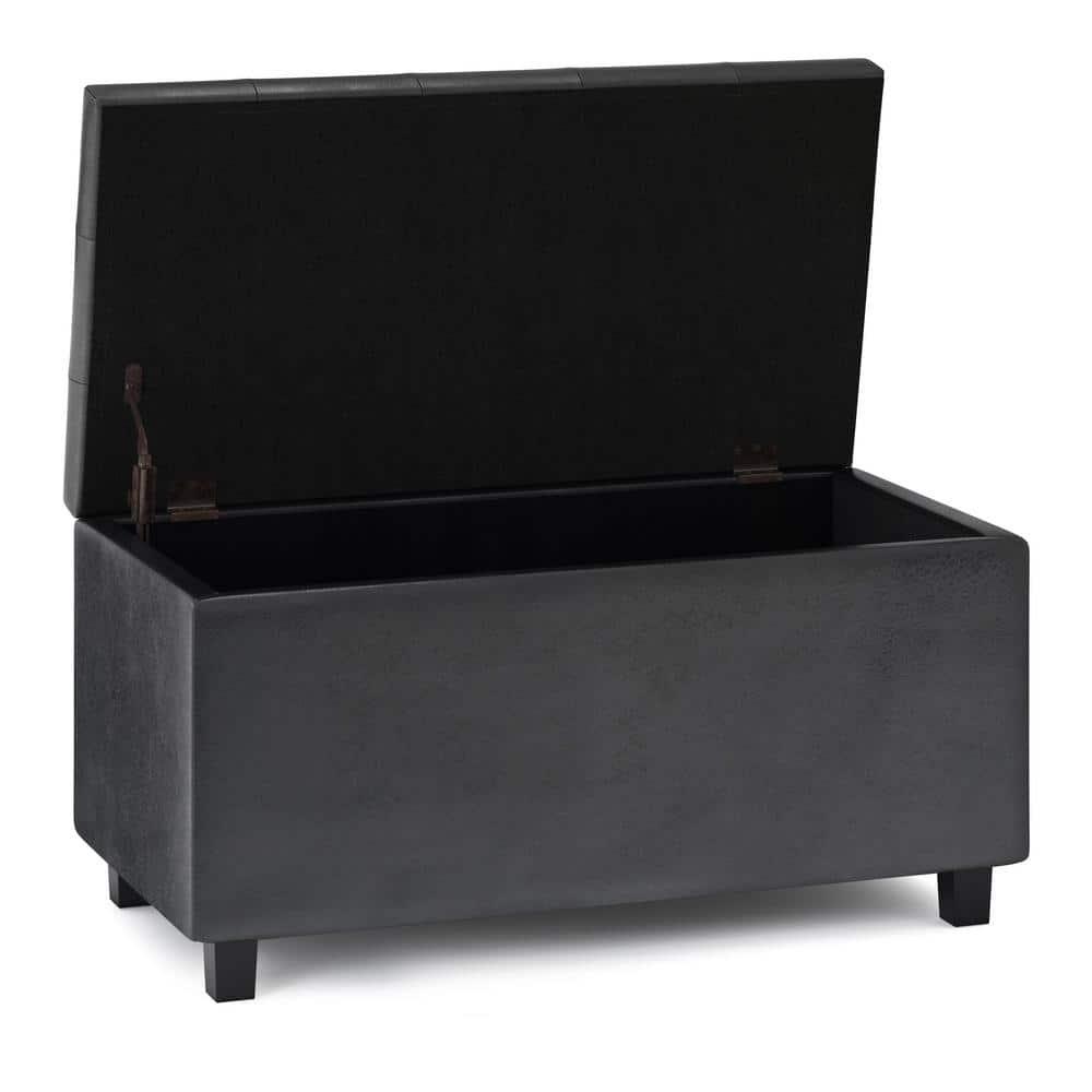 Simpli Home Cosmopolitan Faux Leather Ottoman