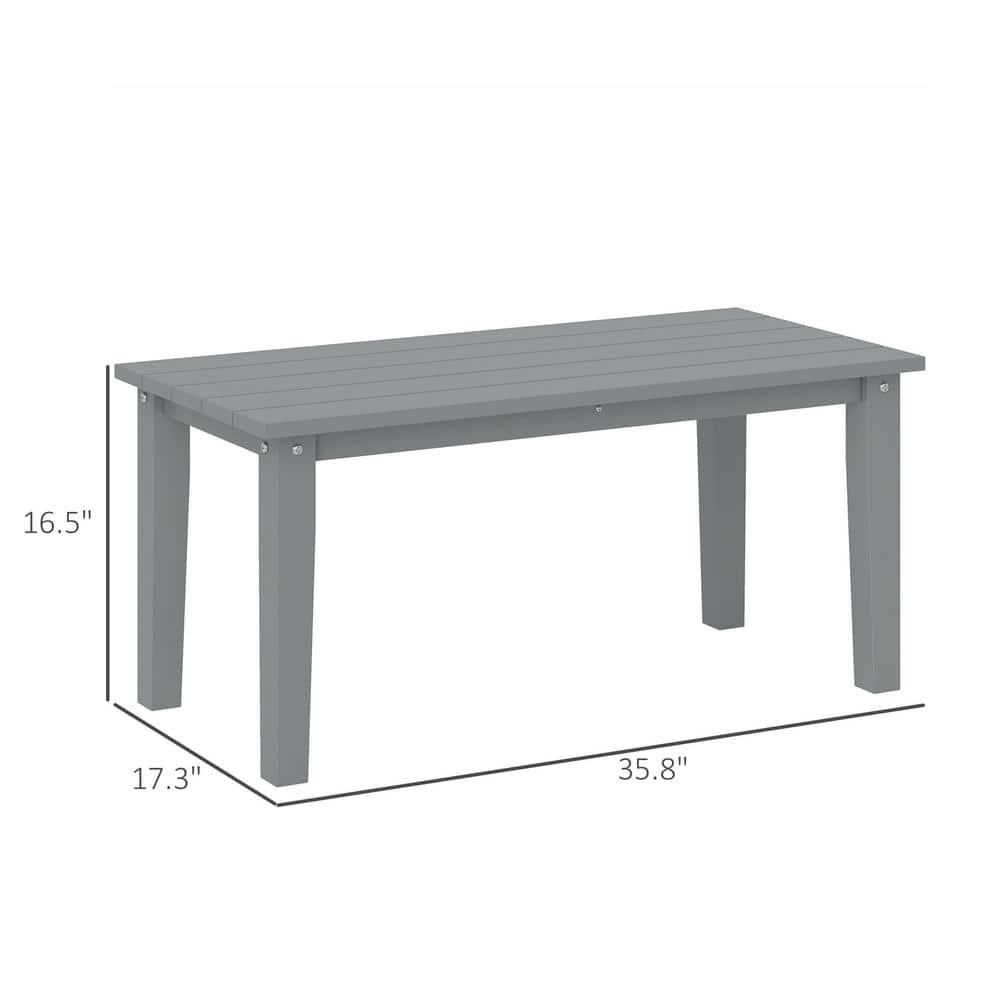 Outsunny HDPE Outdoor Coffee Table, Rectangle All-Weather Patio Coffee Table, Slatted Outdoor Patio Table for Garden, Balcony, Backyard, Gray