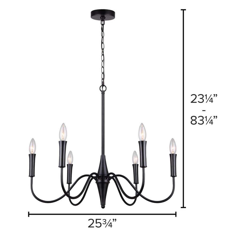 ICH1103A06BK-Canarm Inc-Brielle - 6 Light Chandelier-23.25 Inches Tall and 25.75 Inches Wide-Matte Black Finish