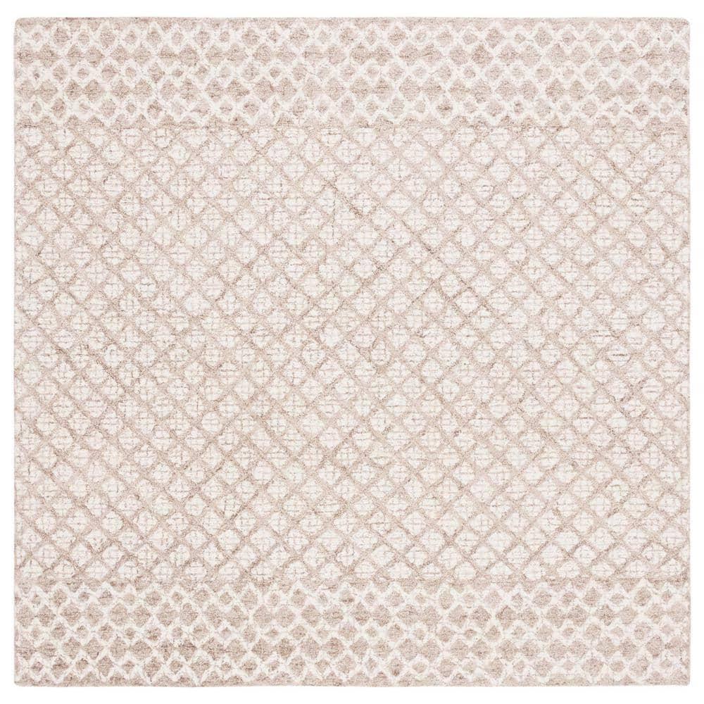 SAFAVIEH Abstract Ryder Geometric Area Rug, Ivory/Brown, 6' x 6' Square