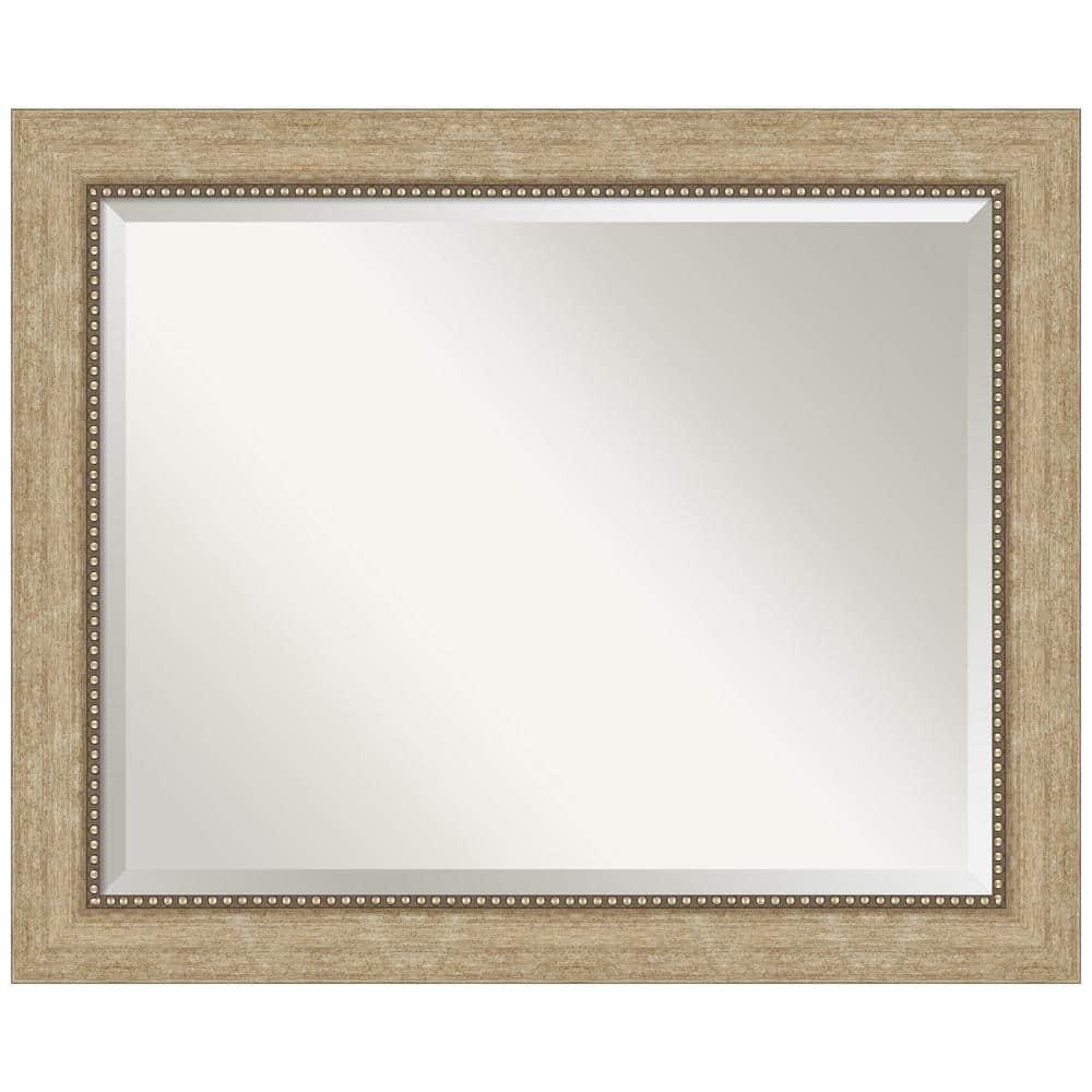 Amanti Art Beveled Bathroom Wall Mirror - Astor Frame Astor Champagne Outer Size: 33 x 27 in Gold