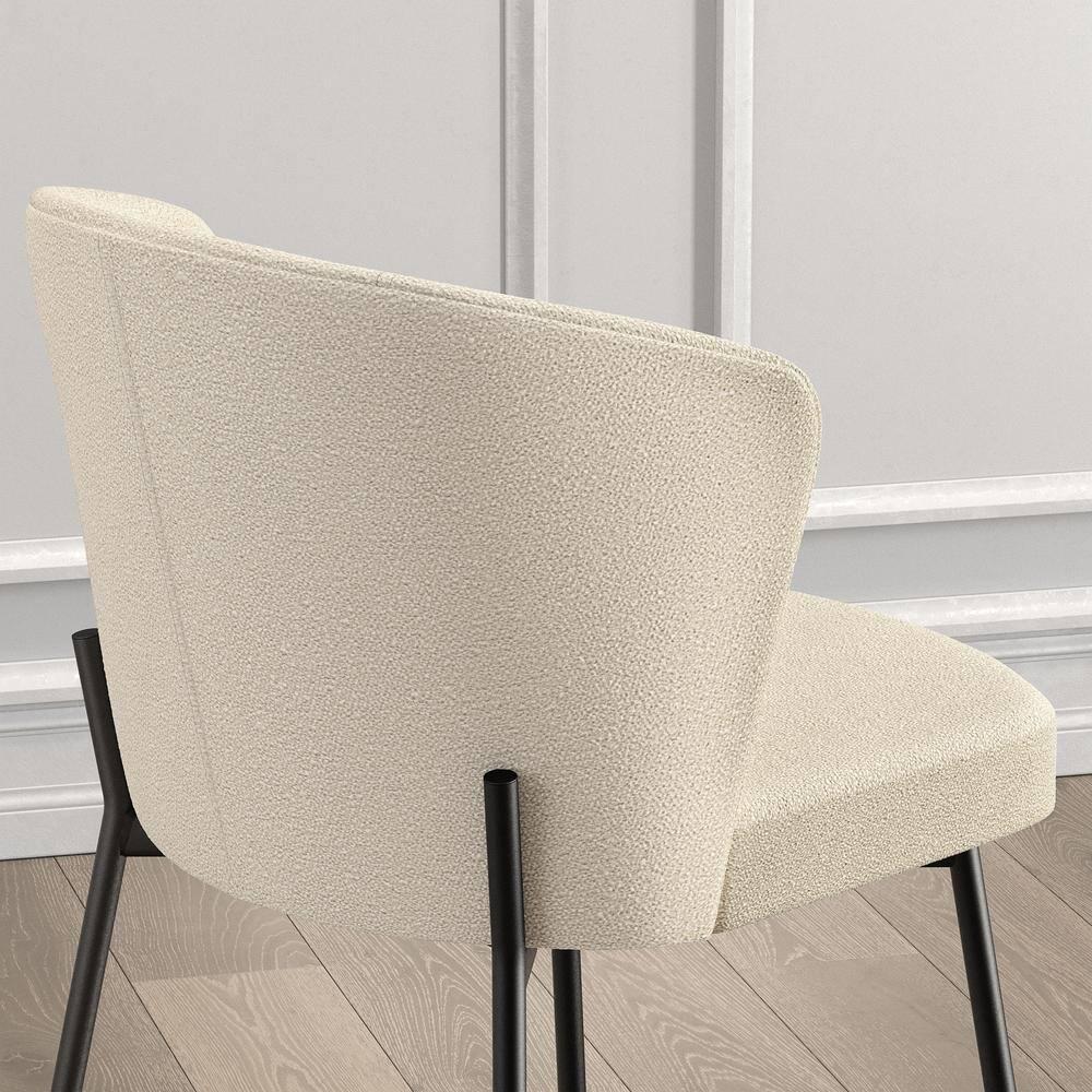 Amisco Camilla Dining Chair - Cream Bouclé Polyester / Black Metal
