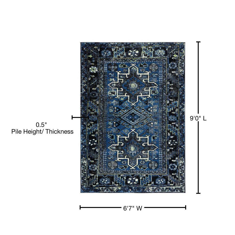 Vintage Hamadan VTH211 Power Loomed Area Rug - Blue/Grey - 6'7"x9' - Safavieh.