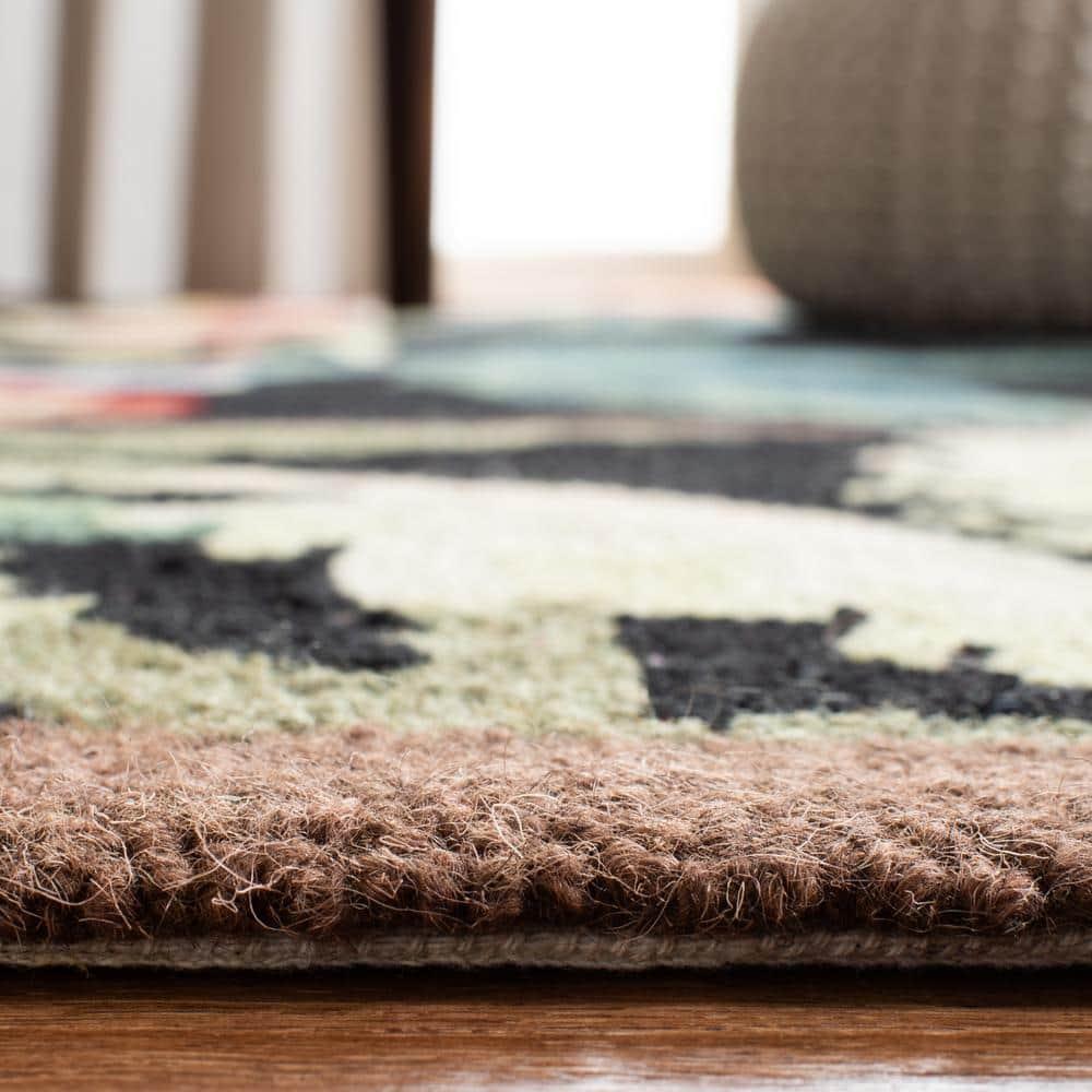 SAFAVIEH Chelsea Dewayne Parrot Lovers Wool Area Rug, Black, 3' x 3' Round
