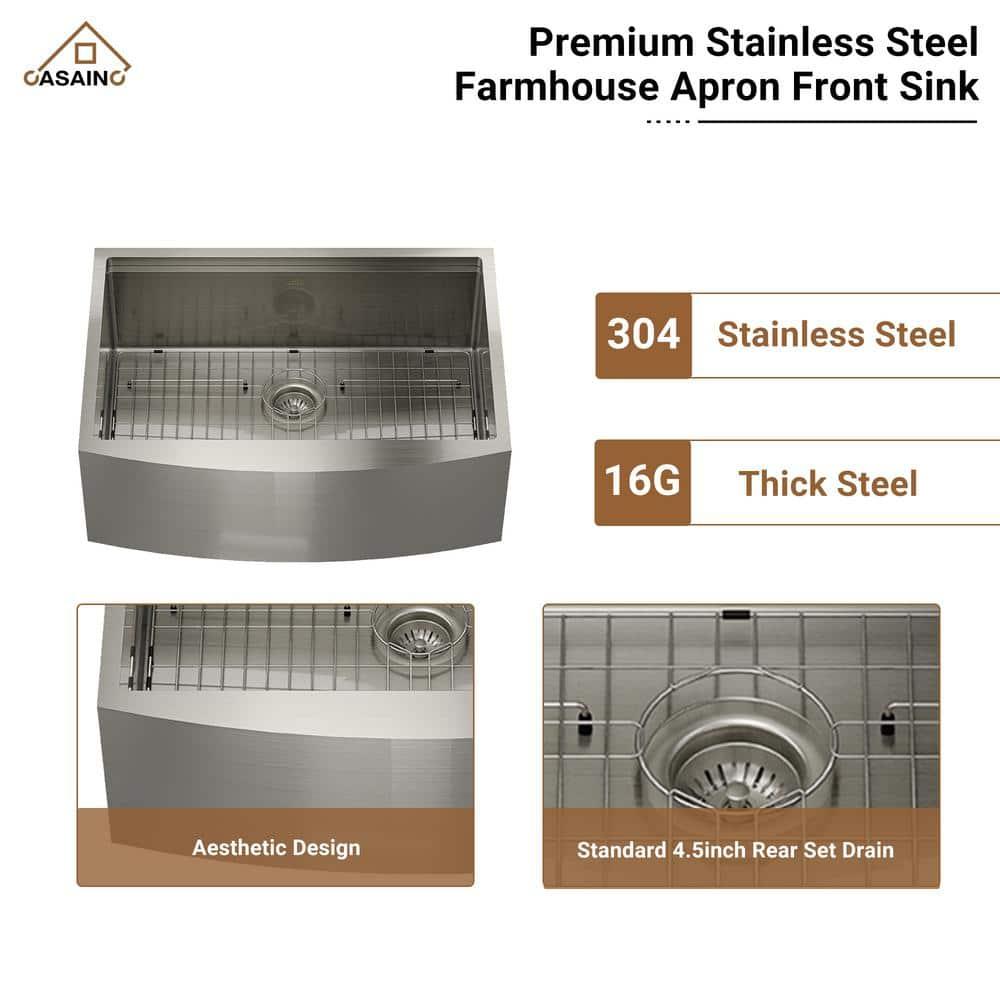 30" L x 22" W Apron Farmhouse Kitchen Sink with Faucet Included