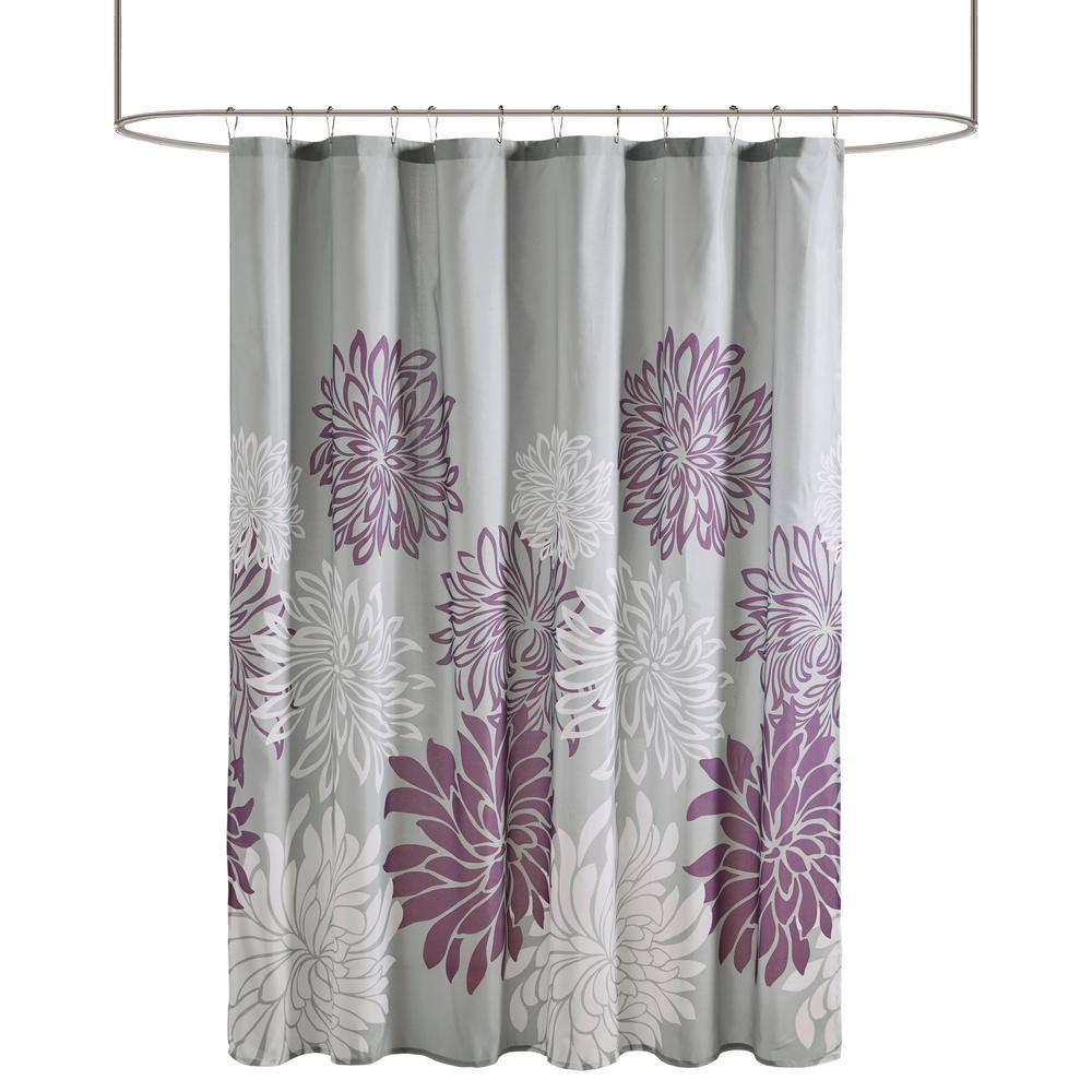 Calla Printed Floral Shower Curtain Purple