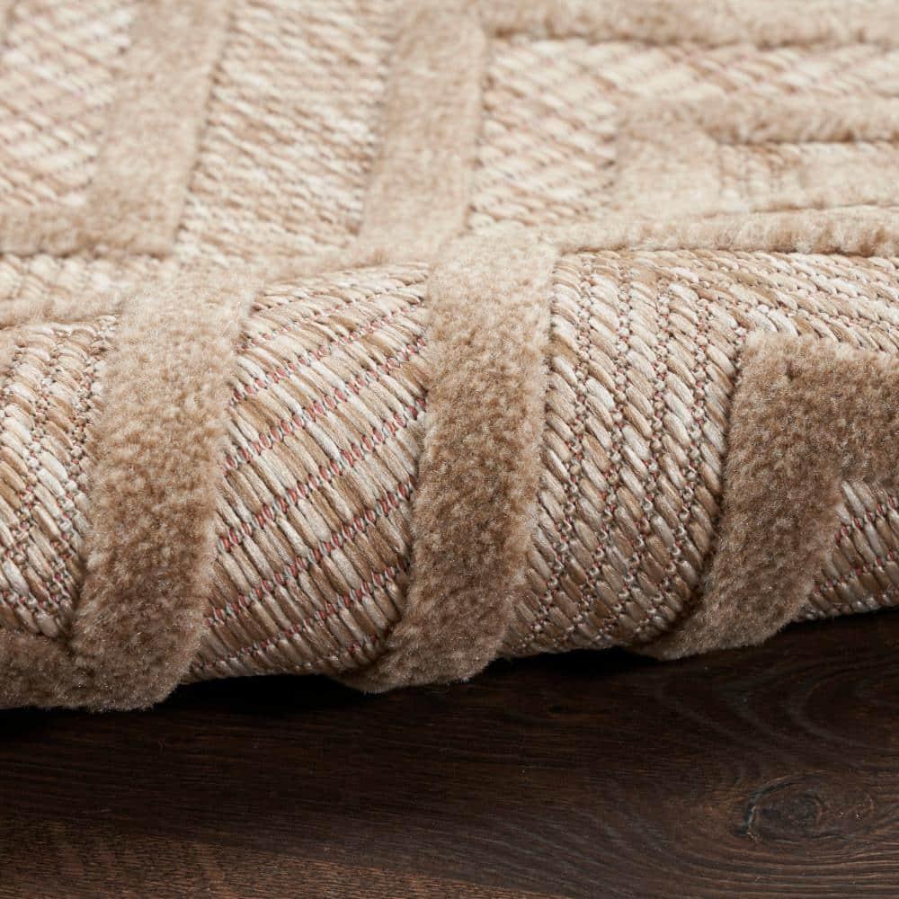Nourison Versatile Diamond Geometric Flatweave Indoor Outdoor Area Rug Natural Beige 5' x 7'