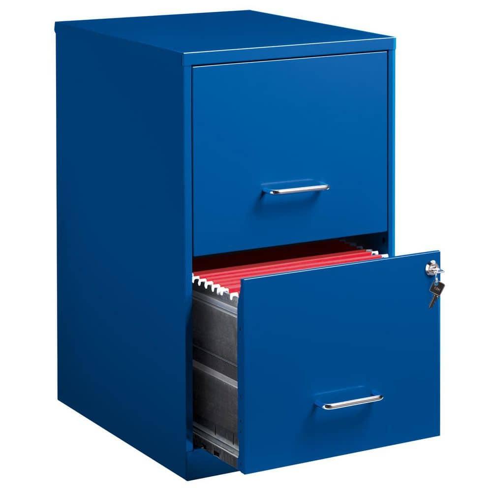 Space Solutions 18" 2 Drawer Metal File Cabinet Classic Blue