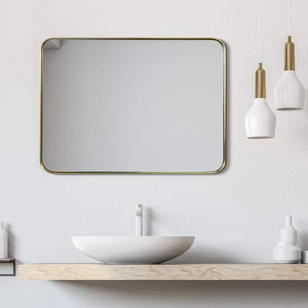 Empire Art Direct Ultra Brushed Gold Stainless Steel Frame Rectangle Wall Mirror, 22" x 30" x 2", Ready to Hang
