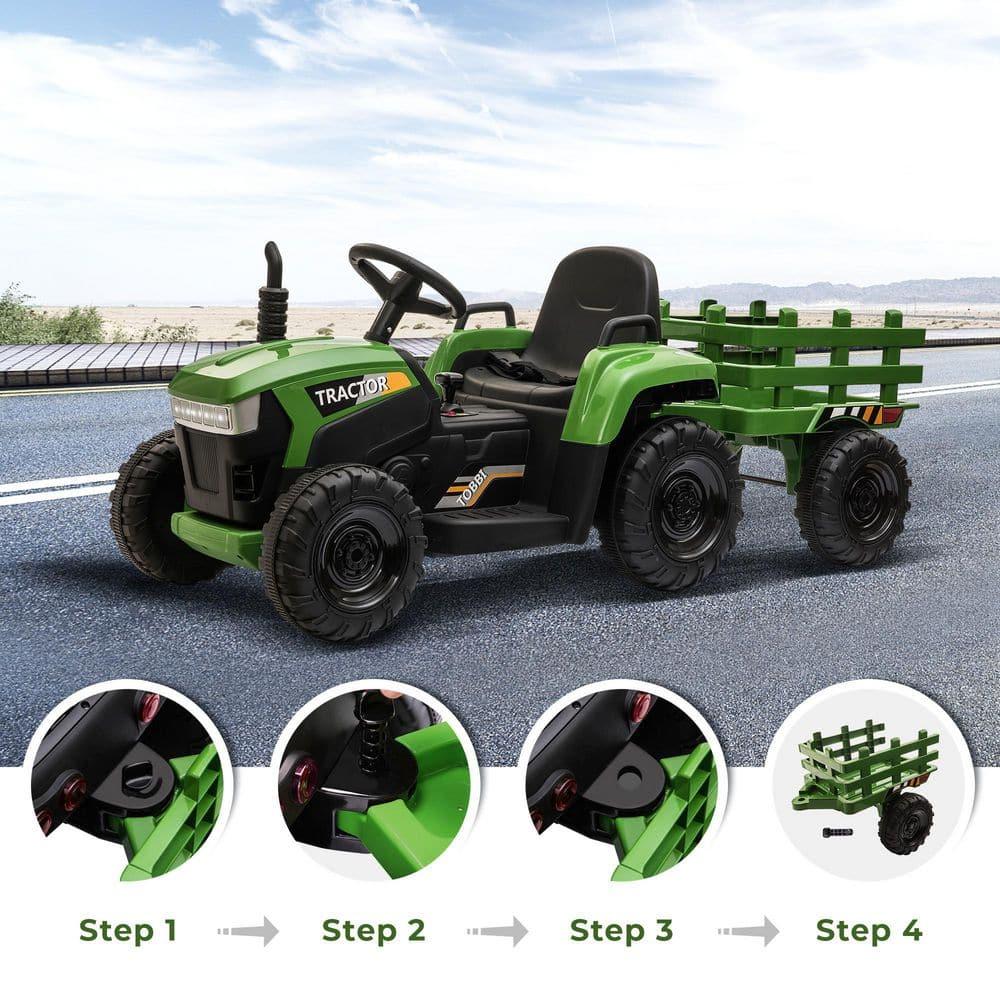 Veryke 35W / 12V Kids Ride On Tractor, Electric Car Toy with Bucket - Green