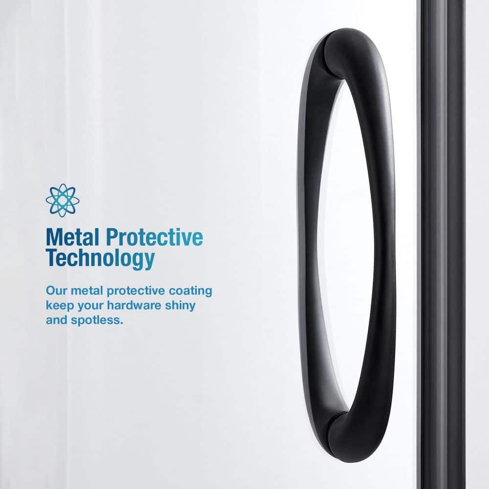 Ove Decors OVE Decors Breeze 44 in. Round Shower Kit, Clear Door with Shower Base and Wall 15SKA-BREE38-BLKAC