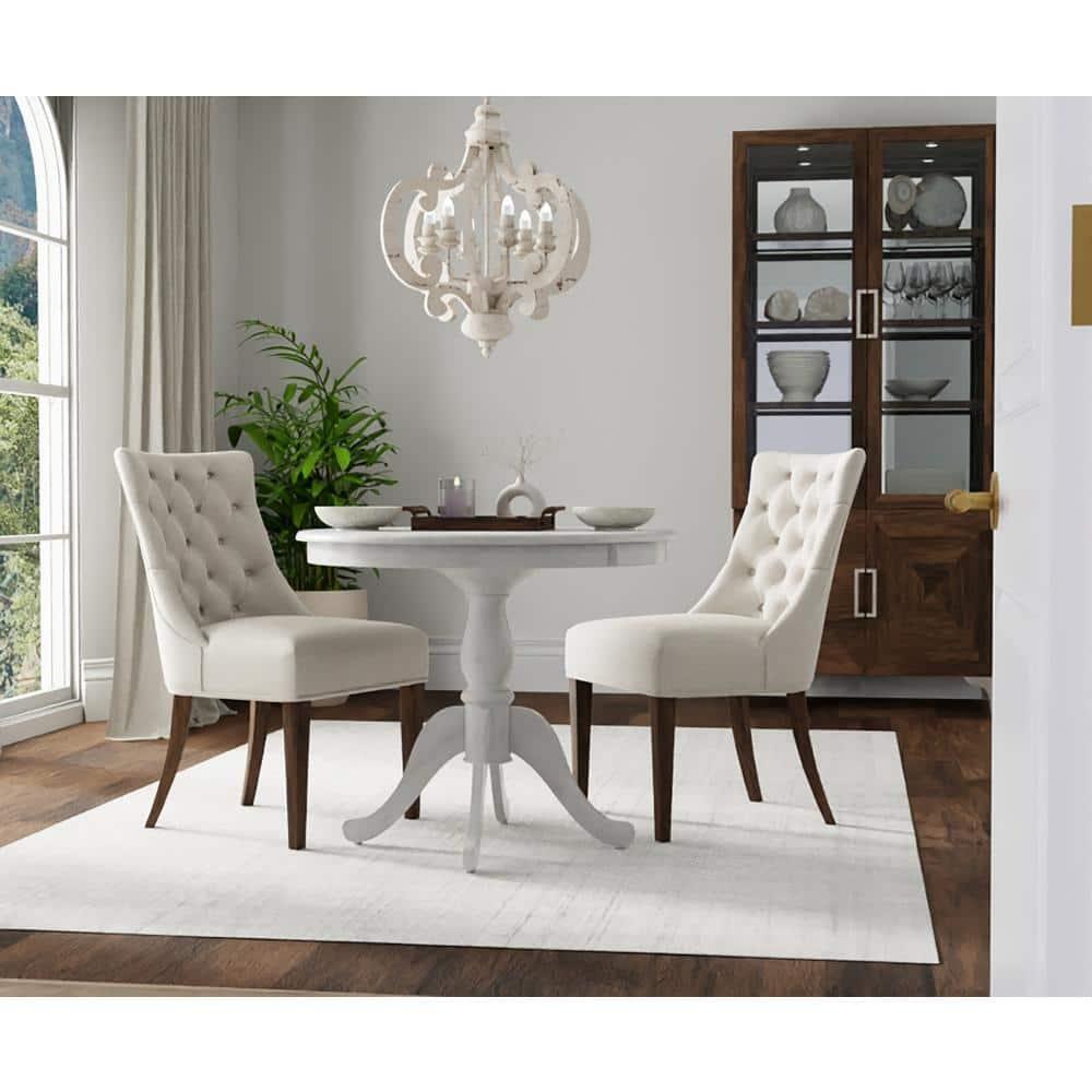 Carolina Living 36" Salem Round Pedestal Dining Table White Wash: Rubberwood, Seats 4, Adult Assembly Required