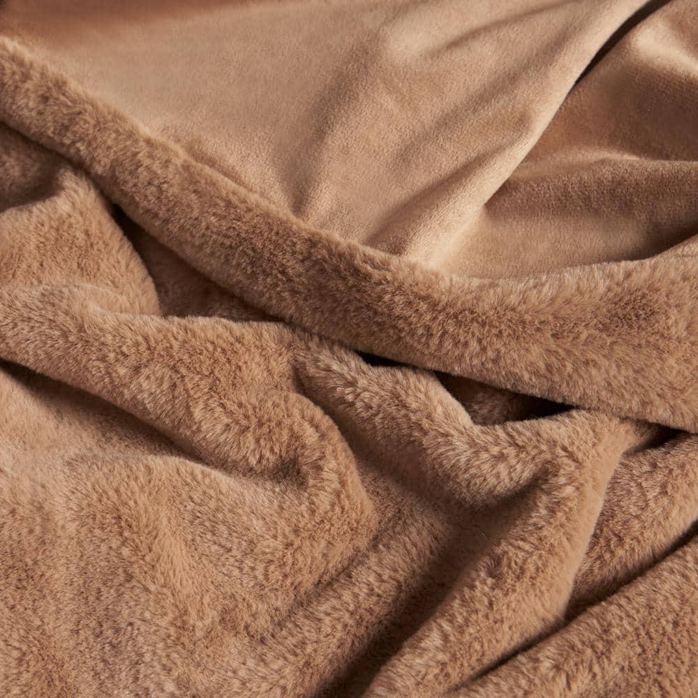 Lucky Brand Lucky Brand Reversible Solid Rabbit Mink Faux Fur Luxurious & Soft Thow Blankets - 50" x 70"