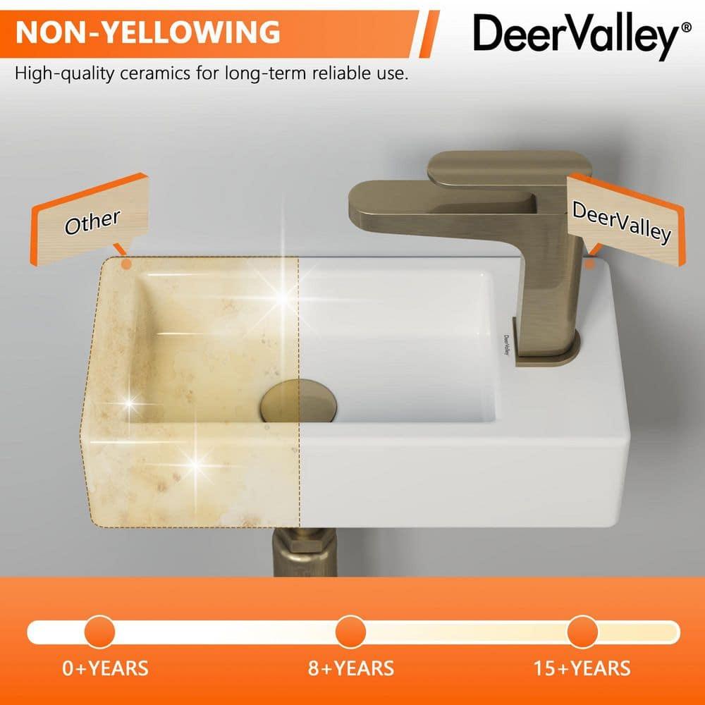 DeerValley DV-1V081R White Ceramic Rectangular 7'' Wall Mount Bathroom Sink