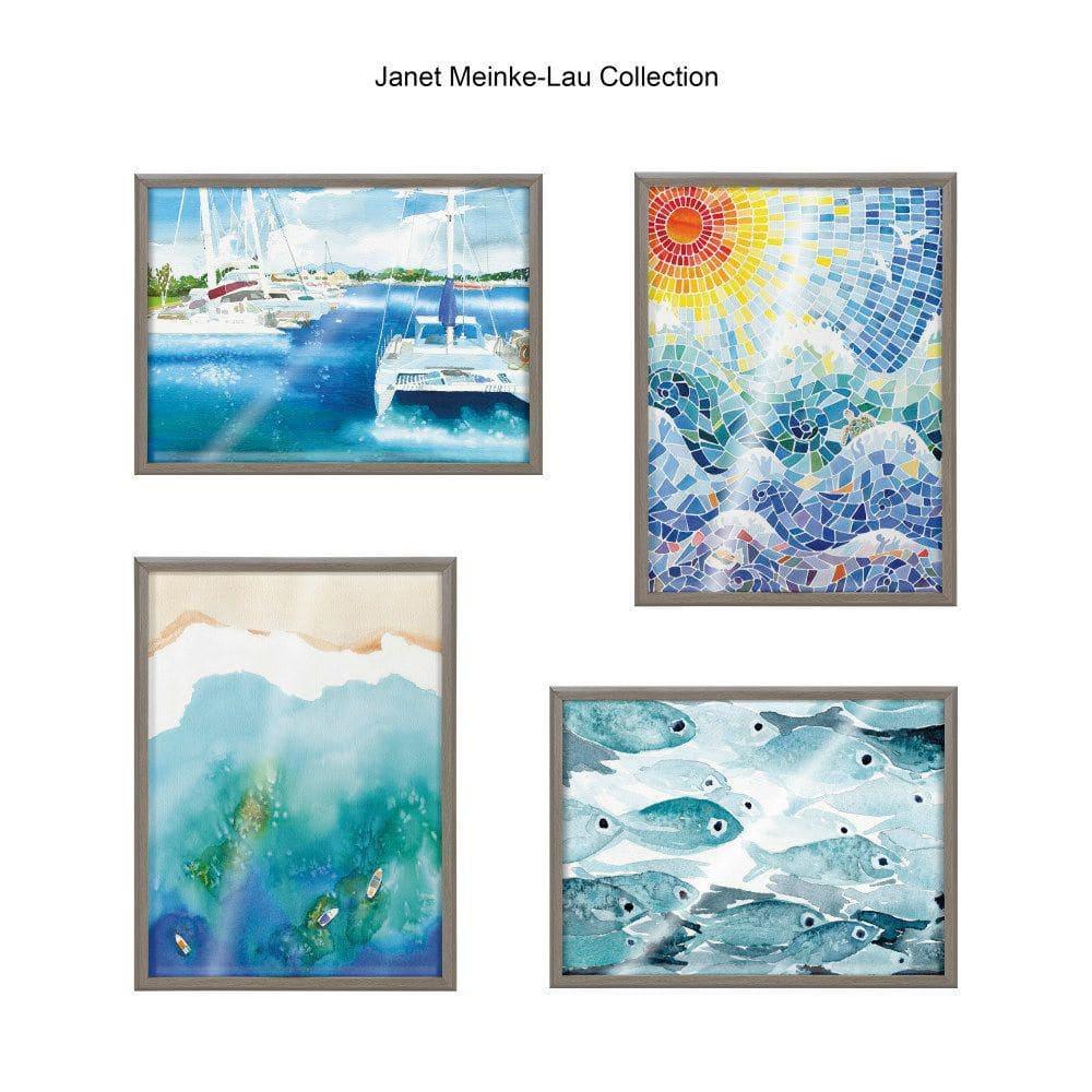 18" x 24" Blake Voyage Framed Printed Glass by Janet Meinke-Lau - Kate & Laurel: Coastal Nautical Decor, Modern Wall Art