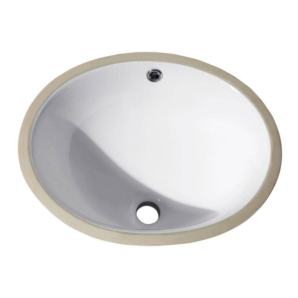Avanity CUM16WT Vitreous China Oval Undermount Bathroom Sink with Overflow