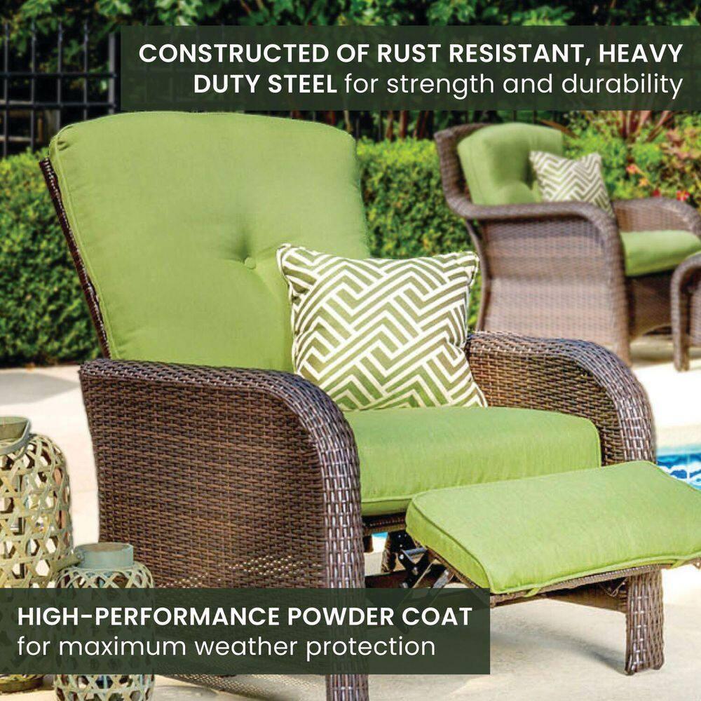 Hanover Strathmere Wicker and Steel Outdoor Patio Lounge Chair, Cilantro Green
