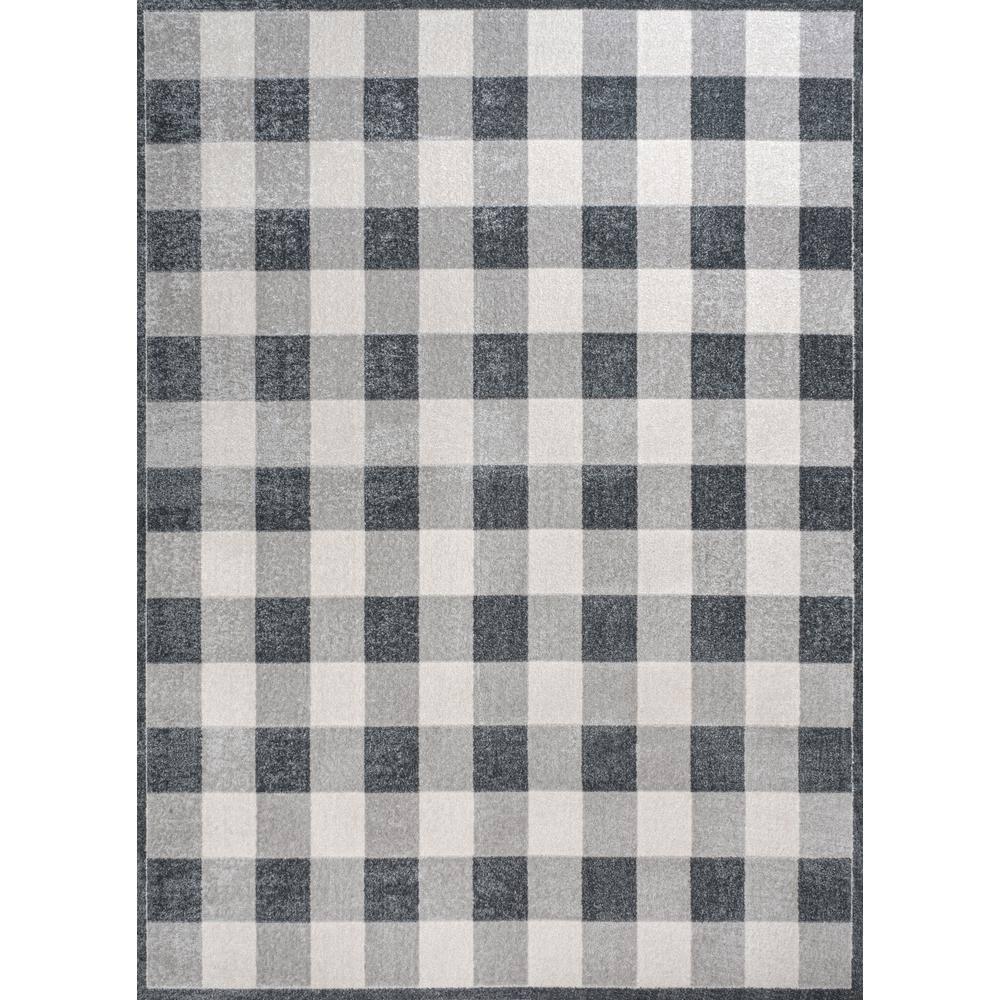 JONATHAN Y Gingham Gradient Plaid Cottage Machine-Washable Light Gray/Dark Gray/Cream 3 ft. x 5 ft. Area Rug