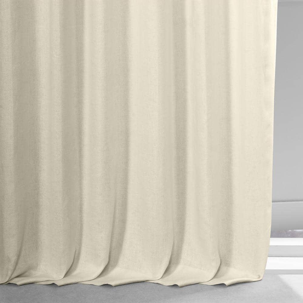 Exclusive Fabrics  French Linen Room Darkening Curtains Panel - Elegant luxurious Drapes (1 Panel) Ancient Ivory 50 X 120 120 Inches