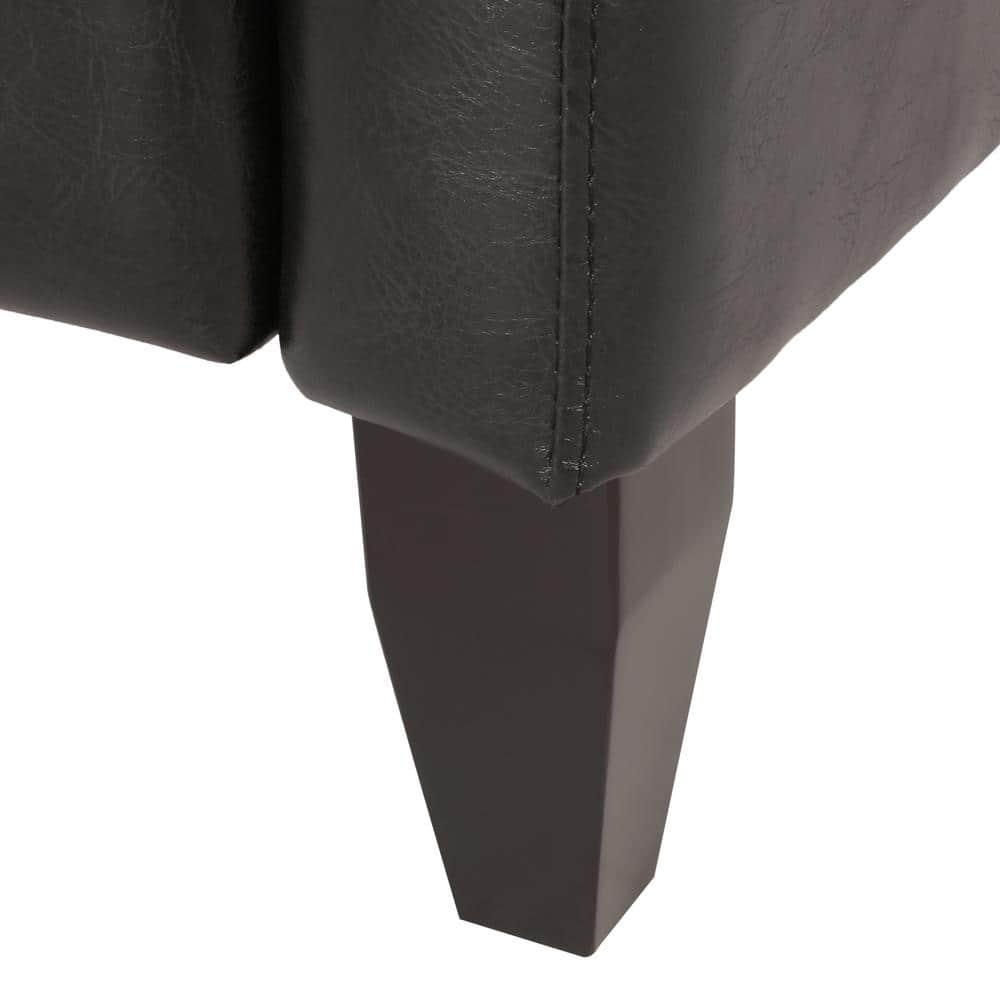Noble House Steinaker Faux Leather Tufted Pushback Recliner, Midnight Black and Dark Brown