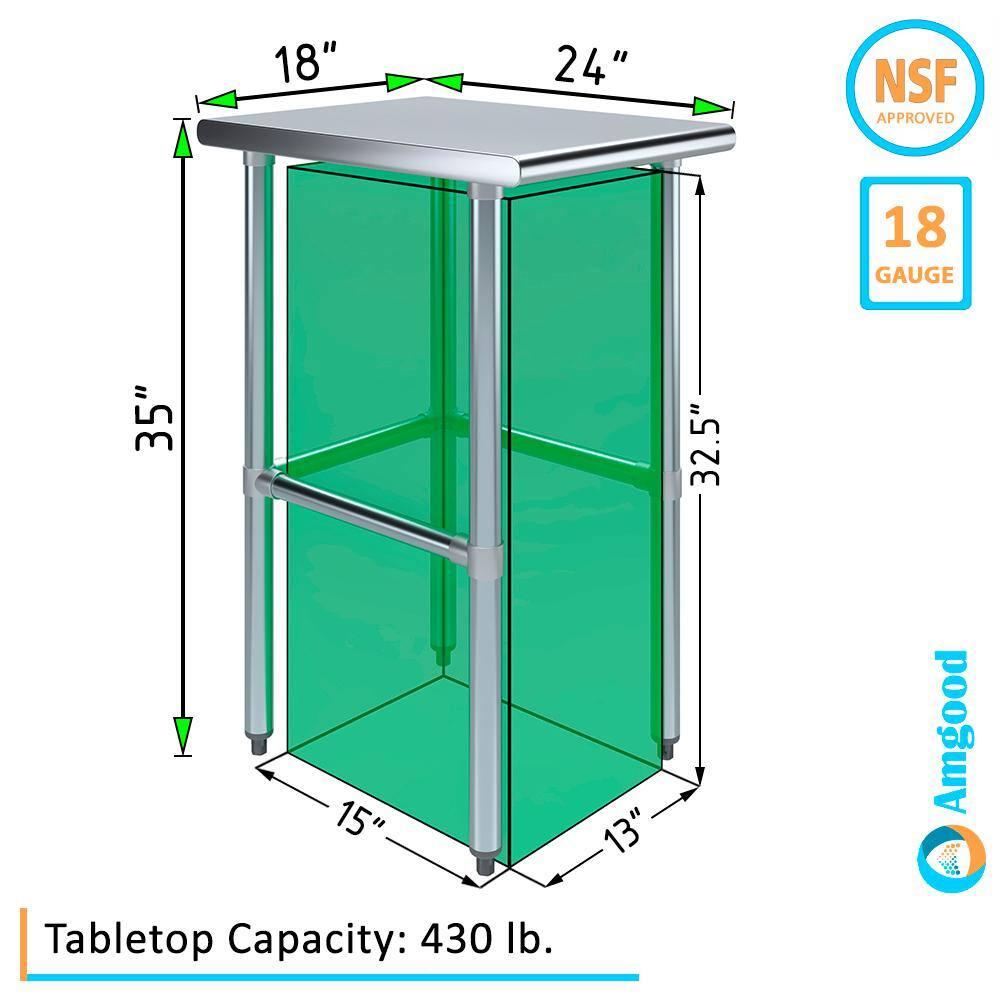Amgood Stainless Steel Open Base Work Table