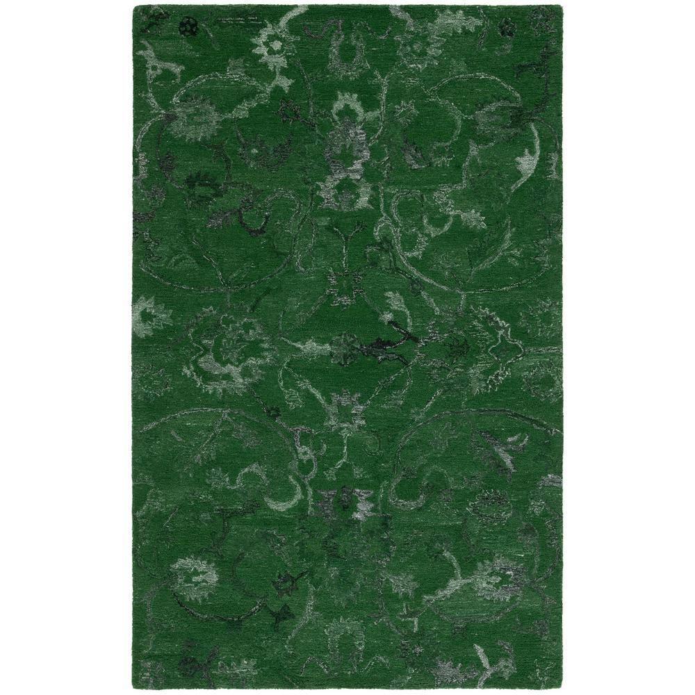 Anatolia AN401 Handmade Tufted Area Rug - Dark Green - 4' X 6' - Safavieh